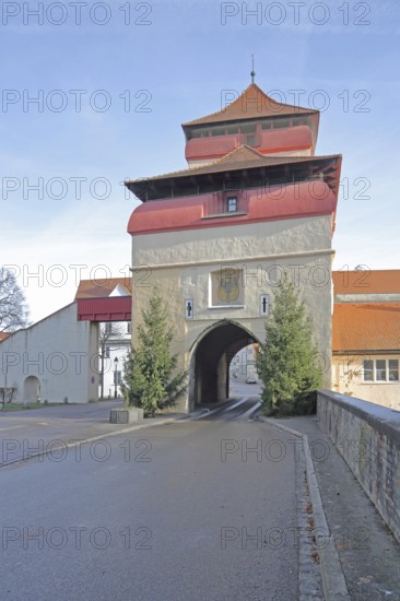 Berger Tor built 15th century, city gate, city tower with historic city wall with rampart and city