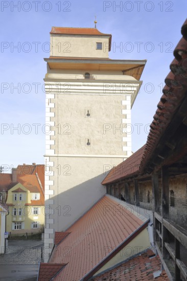 Reimlingen Gate and historic rampart with city wall, city tower, city gate, city fortification,