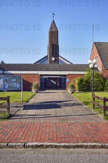 St. Ulrich Catholic Church, church tower, brick building material, entrance, display case, lantern,