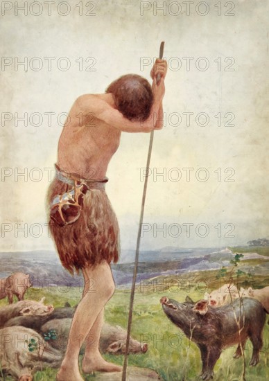 Scene from the biblical story, the famous biblical parable of the prodigal son, authentic