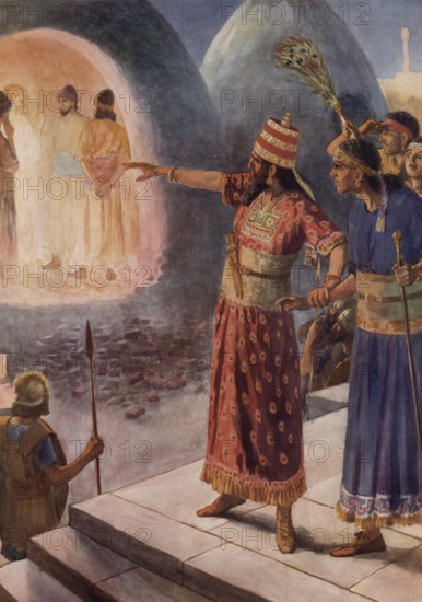Scene from the biblical story, The Three Children in the Fire Furnace or Shadrach, Meshach and