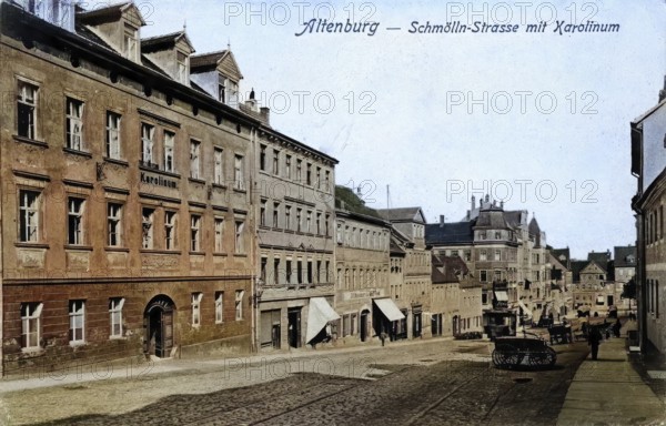Altenburg, Schmölln Straße with Karolinum, today Altenburger Land district, Thuringia, Germany,