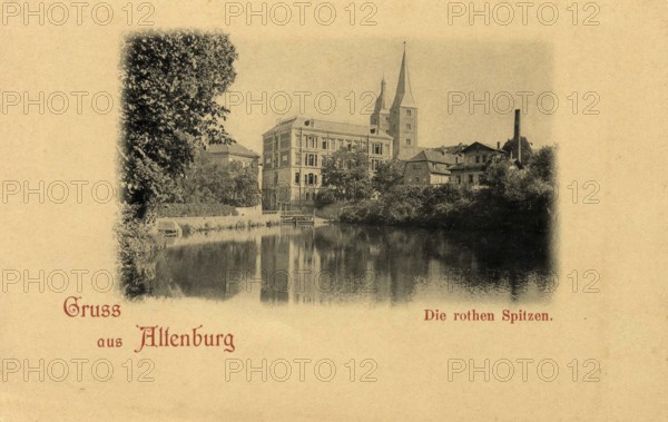 Altenburg, the red peaks, today Altenburger Land district, Thuringia, Germany, postcard, view