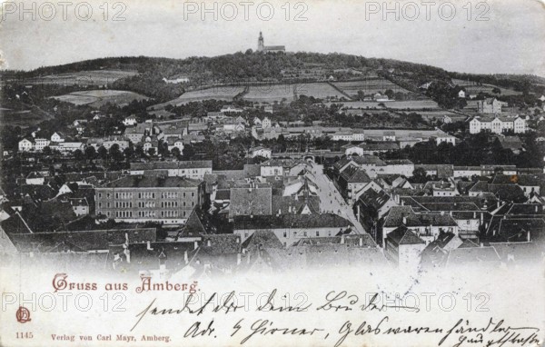 Amberg in der Upper Palatinate, Bavaria, Germany, postcard, view around 1900 - 1910, historical,