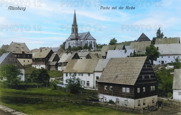 Altenberg in the Ore Mountains, town and church, today Saxon Switzerland-Eastern Ore Mountains