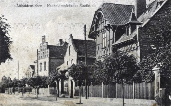 Althaldensleben, Neuhaldenslebener Straße, Börde district in Saxony-Anhalt, Germany, postcard, view