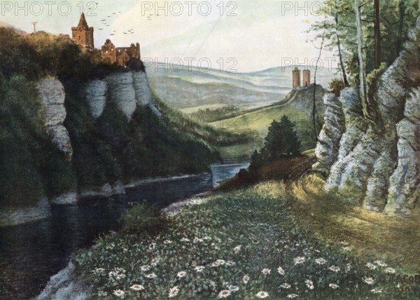 Breakthrough of the Saale near Rudelsburg, Thuringia, Saxony-Anhalt, Germany, picturesque landscape