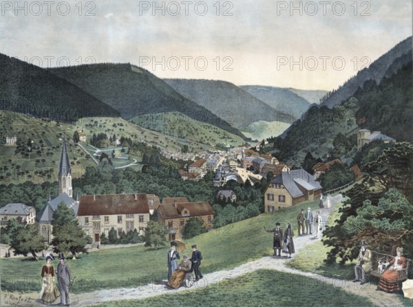 Black Forest, Bad Wildbad, spa town in the district of Calw in Baden-Württemberg, Germany, village
