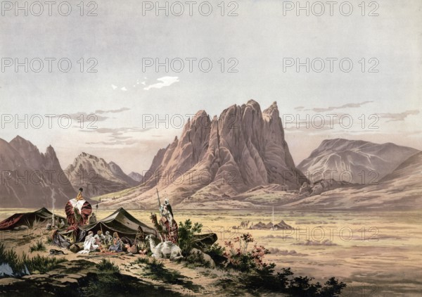 Bedouin camp in the Sinai Mountains near St. Catherine's Monastery, Egypt, Bedouin camp in front of