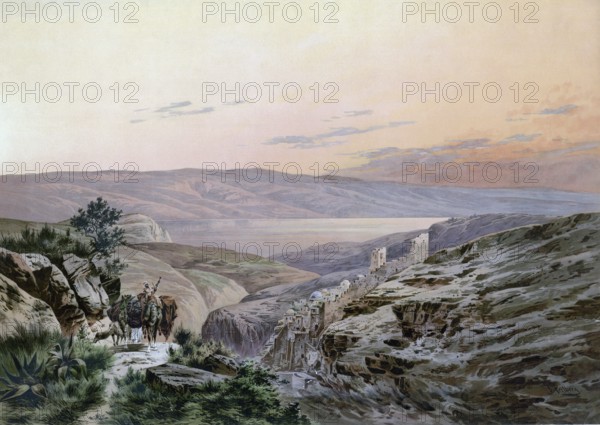 The Dead Sea, Israel, Jordan, view of a lake surrounded by mountains and a peaceful atmosphere
