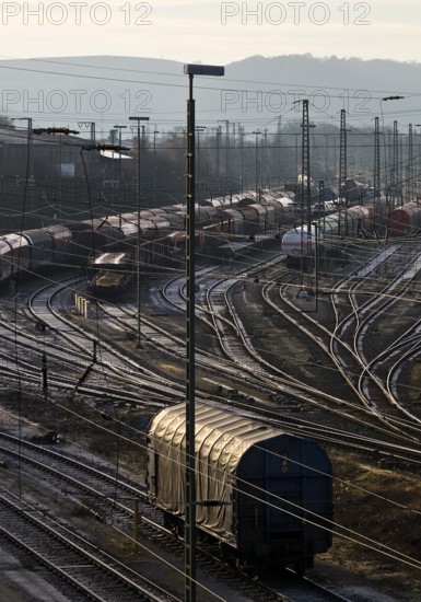 Train formation system with many rails in the Vorhalle district, marshalling yard, freight trains,