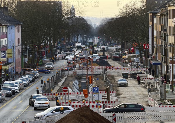 Large-scale Alleestraße construction site with sustainable and modern road reconstruction, Bochum,