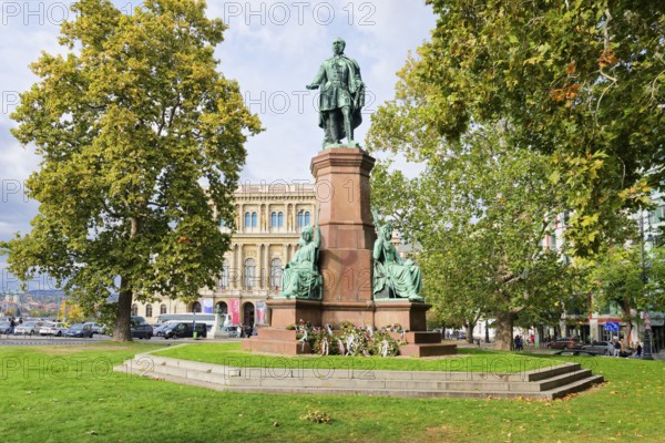 Count István Széchenyi statue in front of the Neo-Renaissance building of the Hungarian Academy of