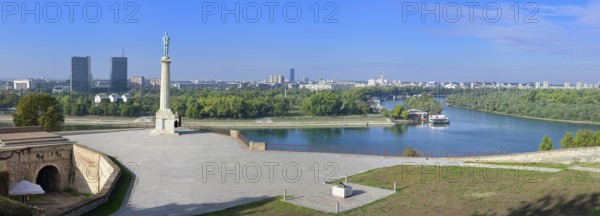 View over Belgrade and Statue of The Victor to commemorate victories against the Ottoman and