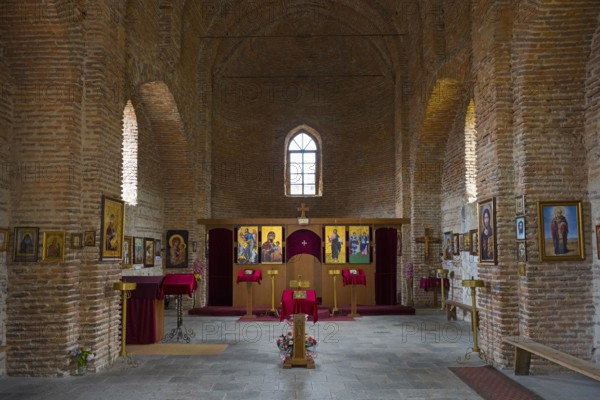 Extensive nave with stone vaults, icons and solemn atmosphere, historical flair, church, Batonis