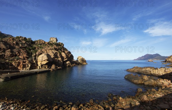 Marina de Porto in Porto Bay, a UNESCO World Heritage Site, Porto, Ota, west coast of Corsica,