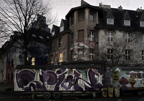 Kiefernstraße, residential street of the left-wing alternative scene with street art and