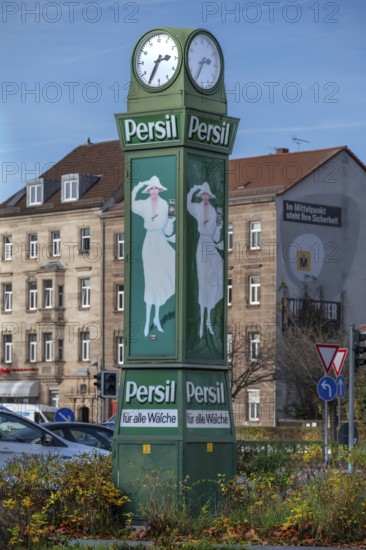 The persil clock, neon sign for the company Henkel, this historic persil clock was given away to