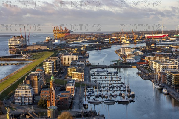 Overview of Bremerhaven's New Port and overseas port with container terminal, Disney Adventure