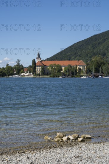 Parish Church of St. Quirinus, Tegernsee Abbey, Castle with Braustüberl, view from Seeufer Point,