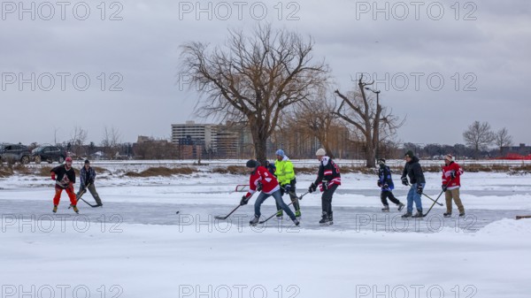 Detroit, Michigan USA - 1 January 2026 - As temperatures dropped and snow fell in the Great Lakes
