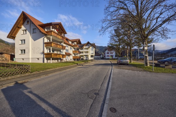 Houses, general architecture, residential buildings, apartment buildings, street, sidewalk, trees,