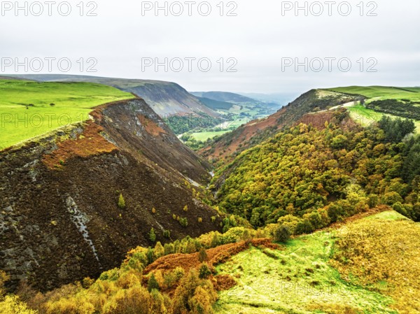 Autumn colours of Ffrwd Fawr Waterfall, Dylife, Llanbrynmair, Powys, Wales, UK