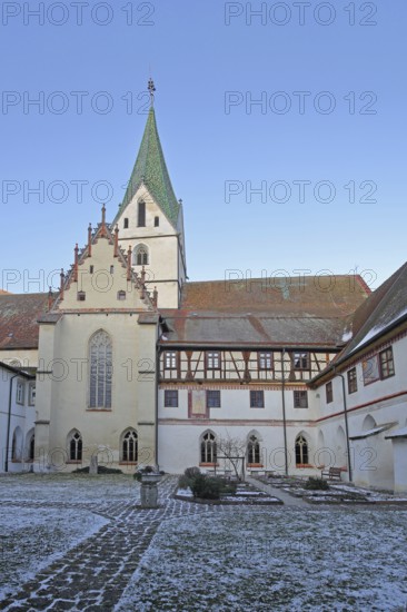 Benedictine monastery built 15th century, courtyard of the monastery church, Blaubeuren, Swabian