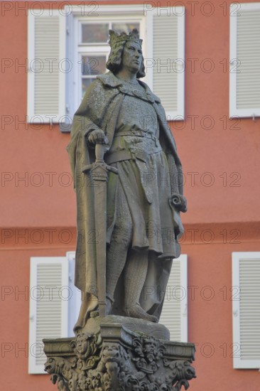Stone sculpture of the Staufer Emperor Frederick II fountain built in 1561, Holy Roman Empire, King
