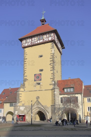 Historic Tübingen Gate built in 1330, city gate, city tower, Reutlingen, Swabian Jura,