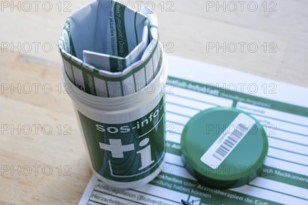 Emergency box in a refrigerator, it contains a comprehensive information sheet which gives