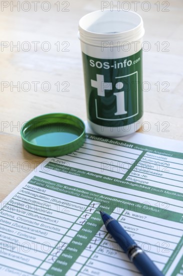 Emergency box in a refrigerator, it contains a comprehensive information sheet which gives
