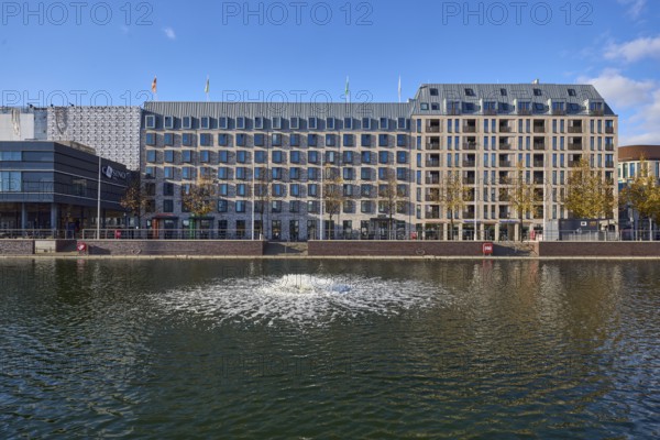 Boat harbor, water area, lake, ventilation pump, abstract reflections on the water surface, general