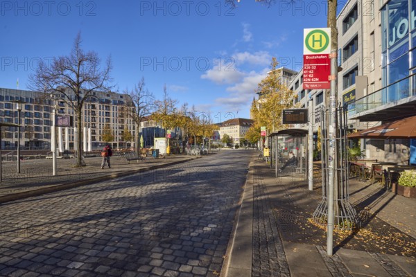Bootshafen bus stop, public transport NAH.SH, general architecture, modern buildings, cobblestone