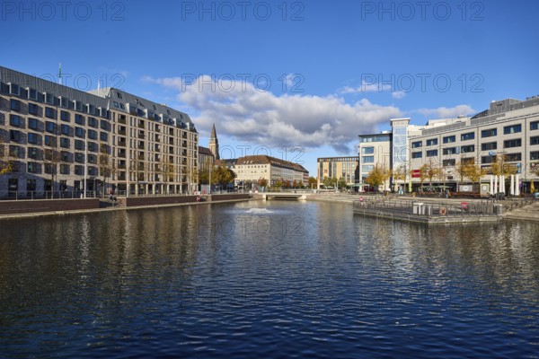 Boat harbor, triangular water area, general architecture, commercial buildings, modern buildings,