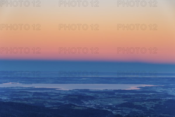 Dawn over Lake Chiemsee, Zwiesel, Bad Reichenhall, Berchtesgadener Land, Upper Bavaria, Bavaria,