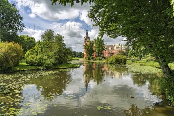 Muskau Castle in the Muskauer Park UNESCO World Heritage Site or Muzakowski Park in Bad Muskau,
