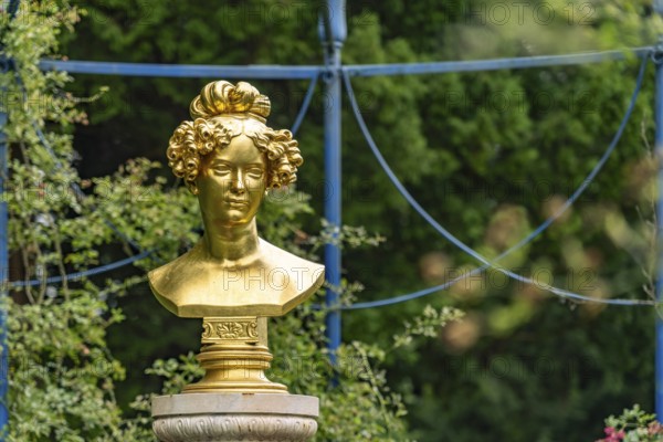 The gilded bust of Henriette Sontag in Branitzer Park, landscape park created in 1846 by Prince