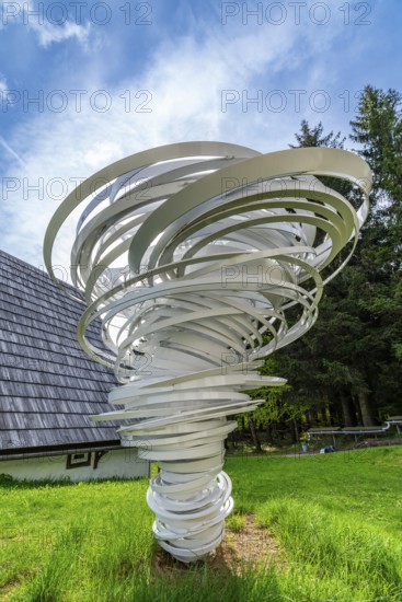Sculpture, art installation Twister by artist and sculptor Alice Aycock, Purple Path art and