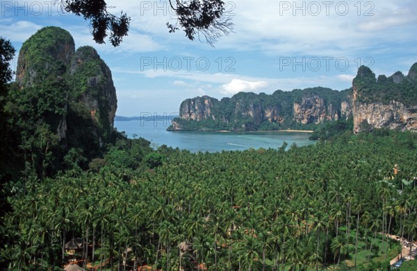 Mountains, sea, view of Railay from the viewpoint, two years in front of the tsunami, Krabi,