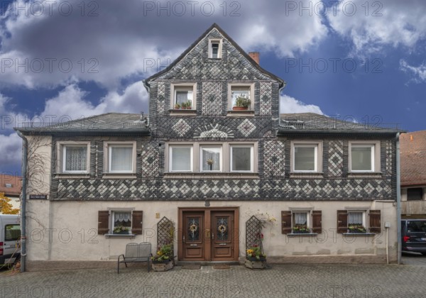 Historic old town house with slate façade around 1880, Schrödershof 1Fürth, Middle Franconia,