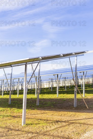 Metal frameworks for solar modules on green soil, energy revolution, construction of PV open space,