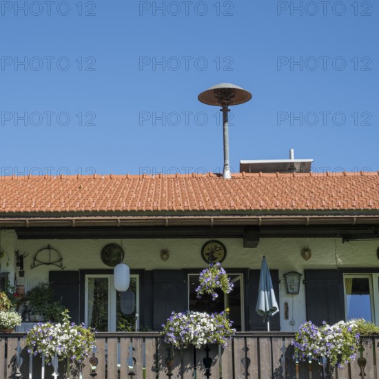 Siren on a house roof, warning the alarm in case of danger, Kreuth, Tegernsee Valley, Upper