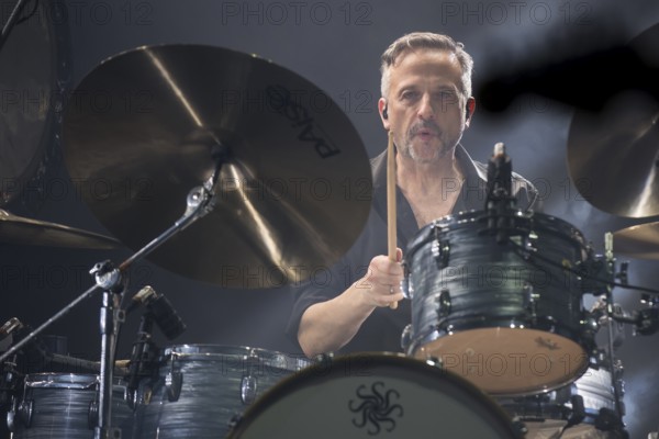 Heiko Jung, drummer from Karat live on 50 years of KARAT tour in Berlin's Max-Schmeling-Halle on 19