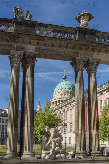 Sculpture with the City Palace and St. Nicholas Church on the Old Market Square, Potsdam
