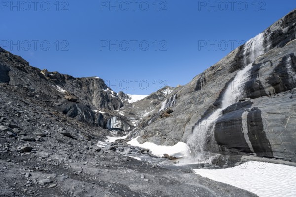 Glacier Ice and Waterfall, Worthington Glacier, Worthington Glacier State Recreational Site,