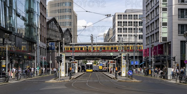 Friedrichstraße station with tram stop in front of it, Berlin, Germany