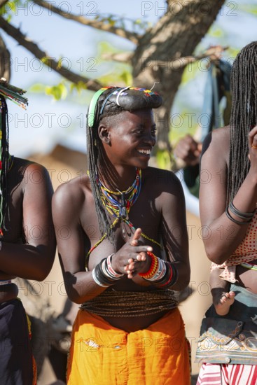 Traditional dance, brightly decorated woman of the Hakaona tribe also dance Havakona or Hakawona,
