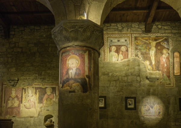 Late Gothic fresco of Saint Benedict in the church of San Giorgio, Borgo di Vigoleno, Vernasca,