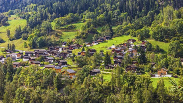 The mountain village of Mayoux, Val d'Anniviers, Valais Alps, Canton of Valais, Switzerland